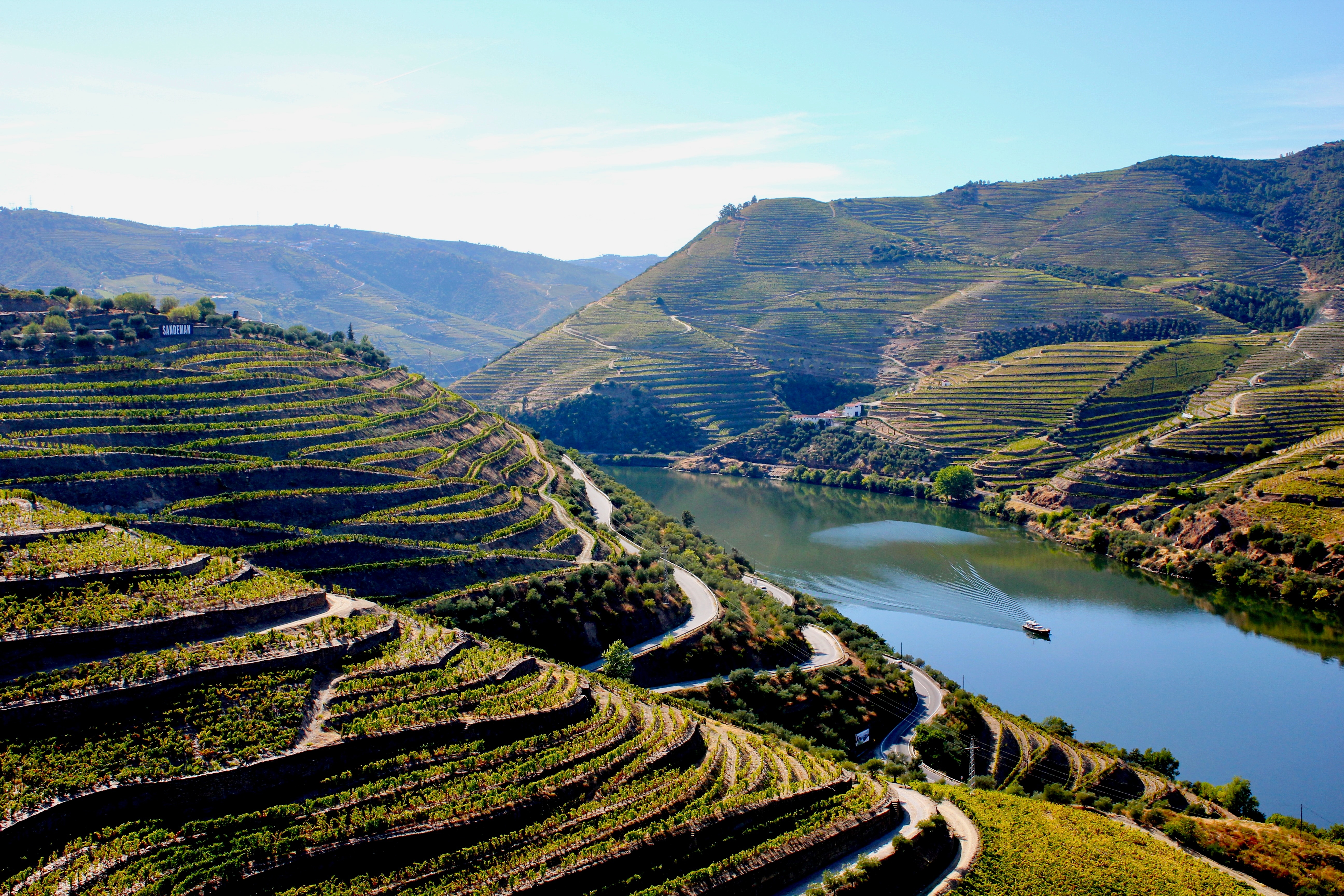 Smukke terrasserede vingårde langs Douro-floden i Portugal