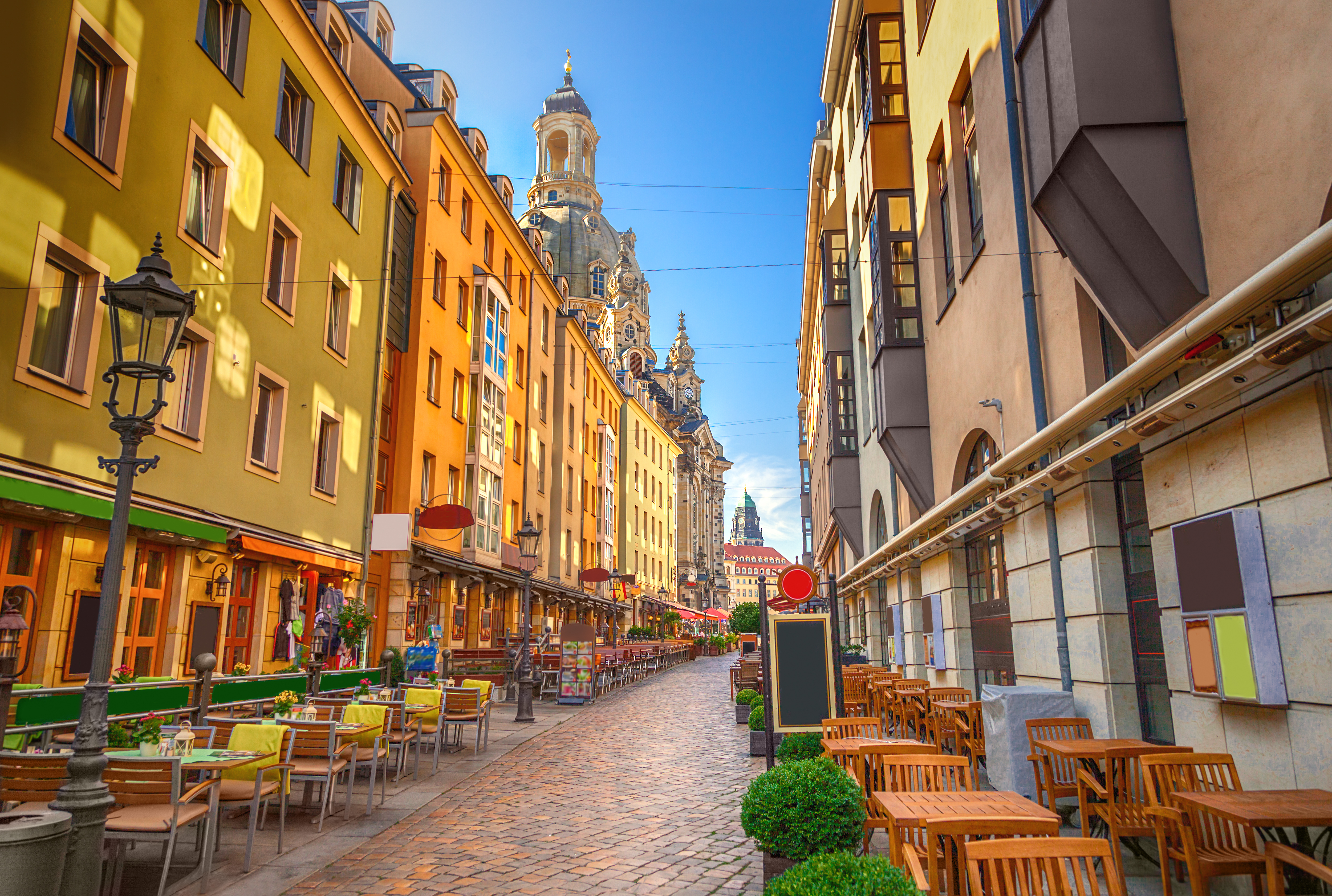 Dresden gade café med barok arkitektur Tyskland
