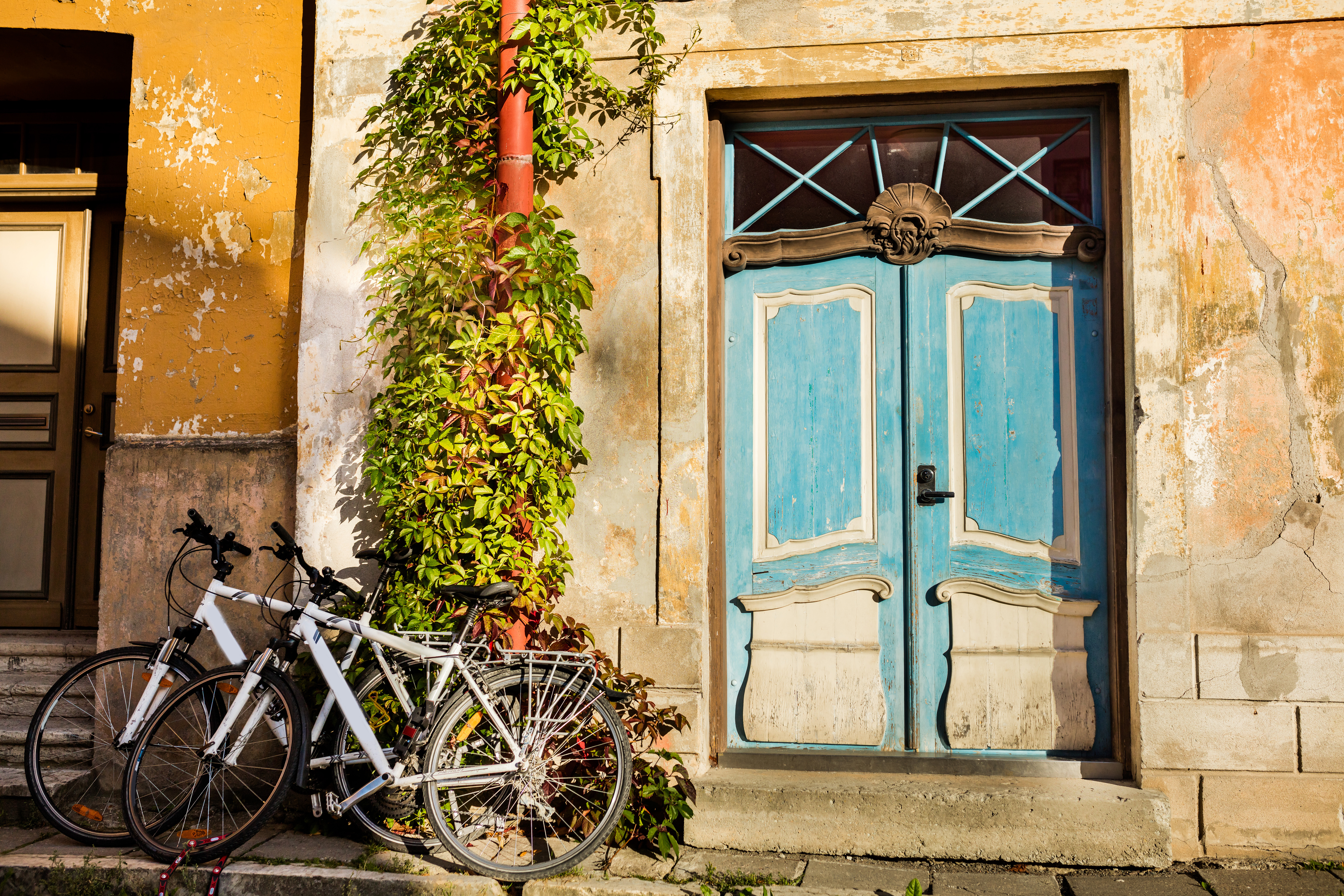 Charmerende farverig gade i Tallinns gamle bydel med historiske bygninger og brostensbelagte veje - en del af Den Baltiske Odyssé rundrejse