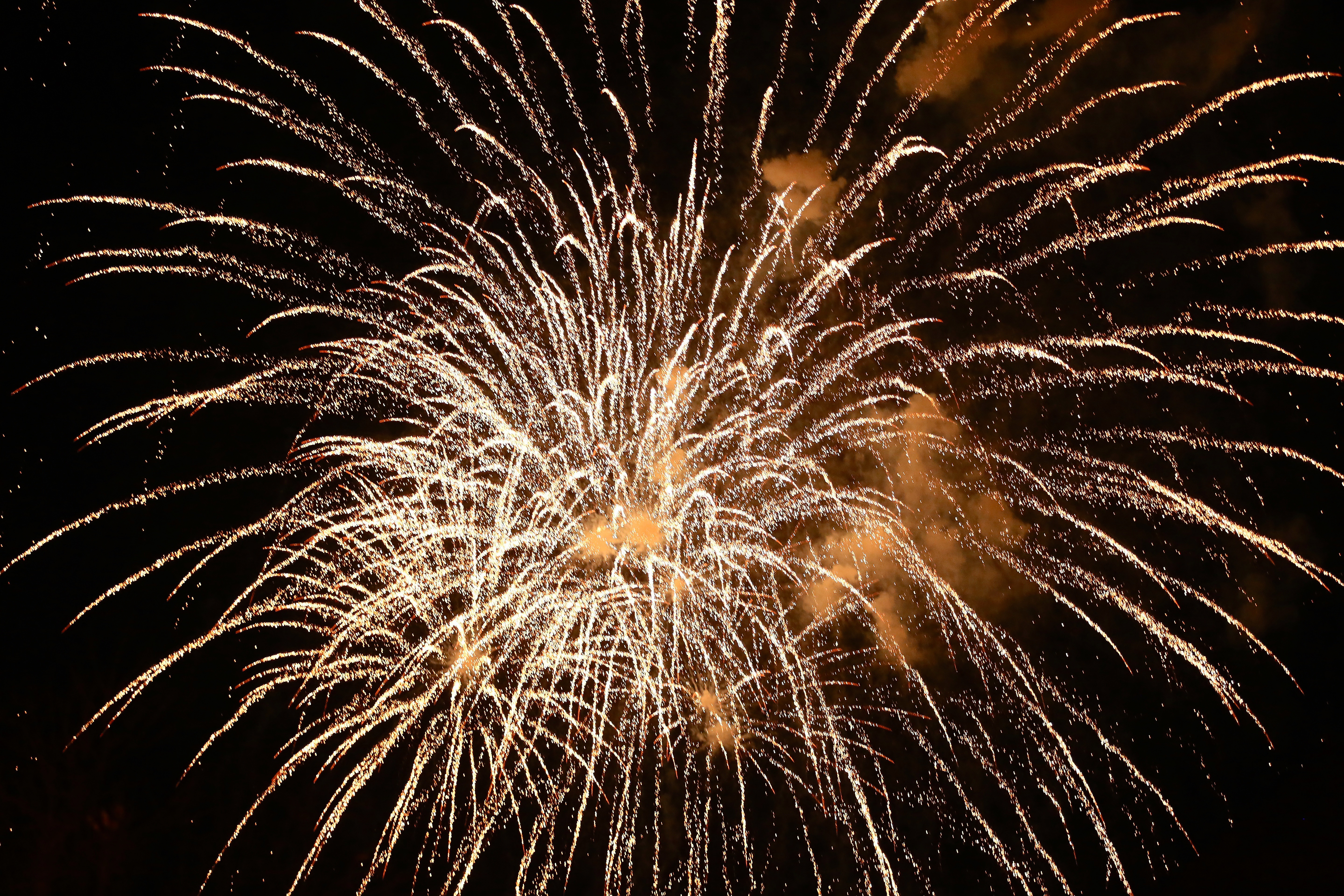 Festligt nytårsfyrværkeri over vandet i Lissabon, Portugal med farverige eksplosioner der spejler sig i vandoverfladen