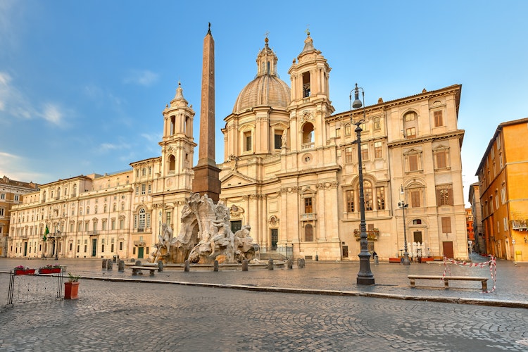 Det historiske Piazza Navona torv med fontæner og barok arkitektur i hjertet af Rom, Italien