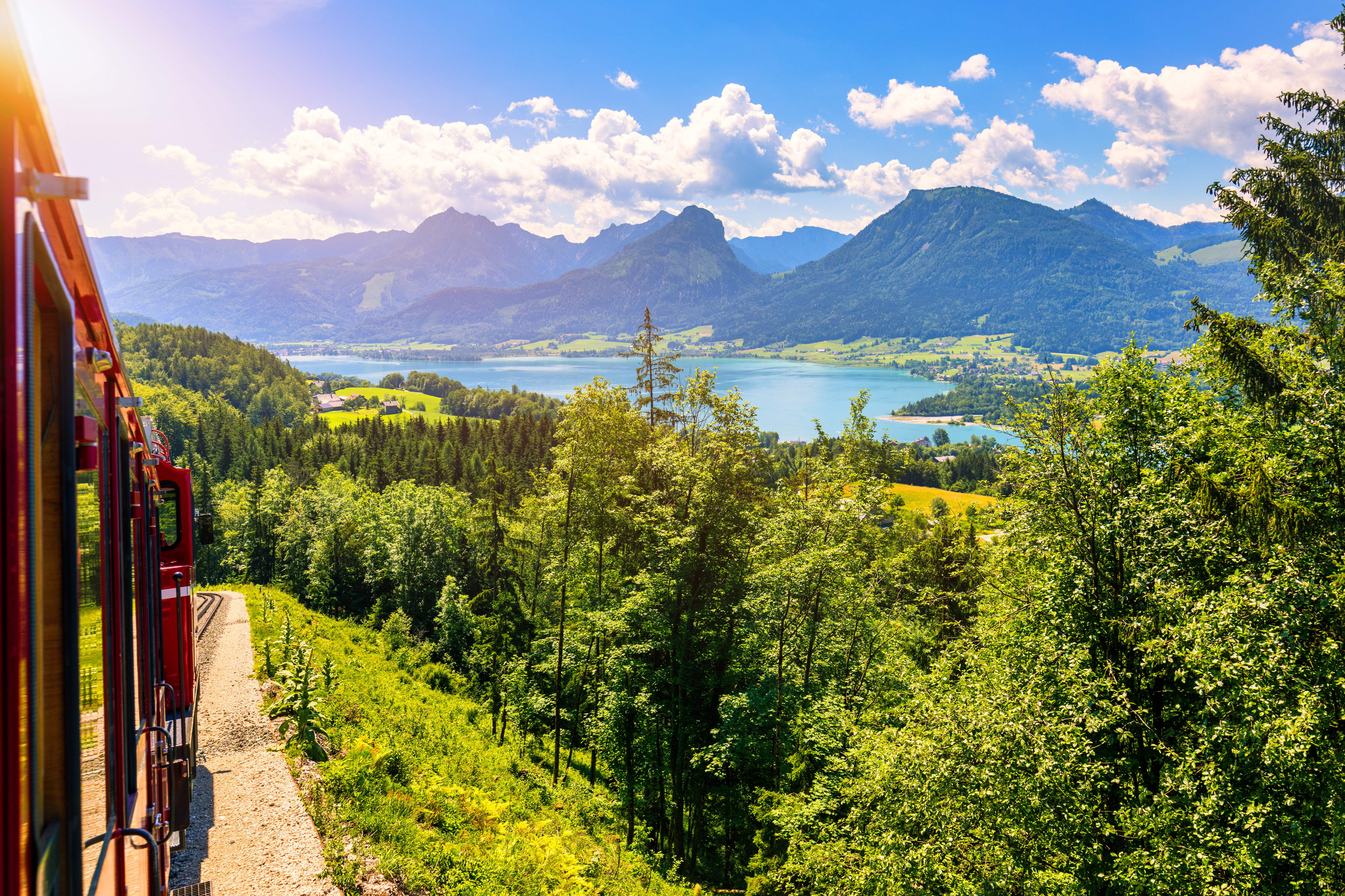 Schafbergbahn bjergtog gennem Alperne, Salzkammergut, Østrig