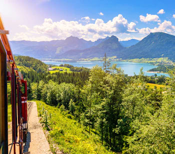 Schafbergbahn bjergtog gennem Alperne, Salzkammergut, Østrig