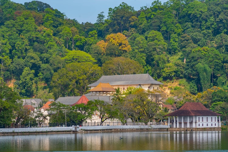 Tandens Tempel i Kandy, Sri Lanka - en smuk buddhistisk helligdom med spejling i søen, kendt for at huse Buddhas hellige tand