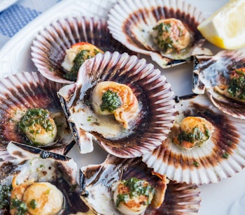 Traditionelle Lapas muslinger med grøn moyo sauce - en lokal skaldyrsdelikatesse fra Madeira og Tenerife øerne