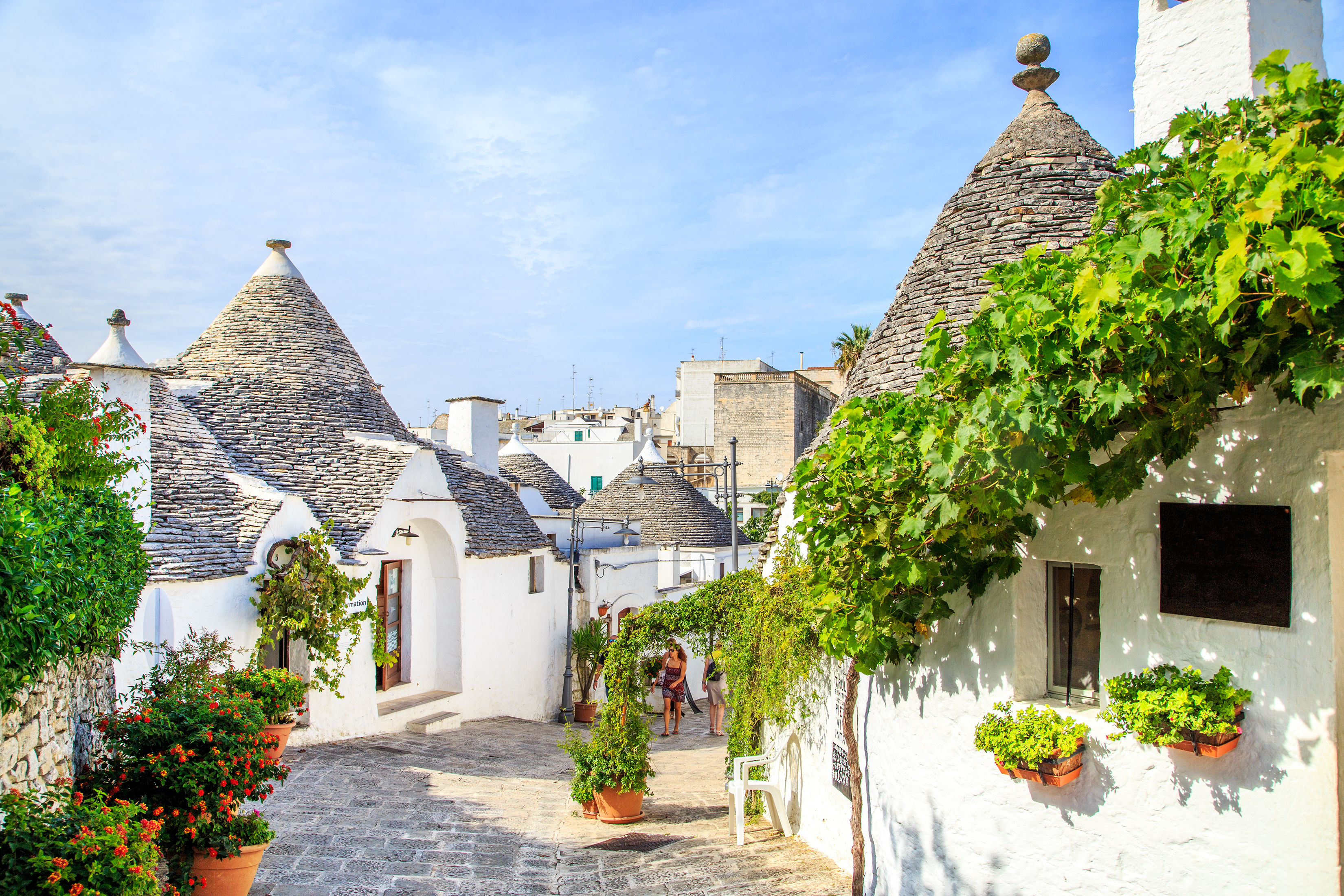 Charmerende trulli-huse med kegleformede tage i Alberobello, Puglia, Italien - UNESCO verdensarv og populær turistdestination