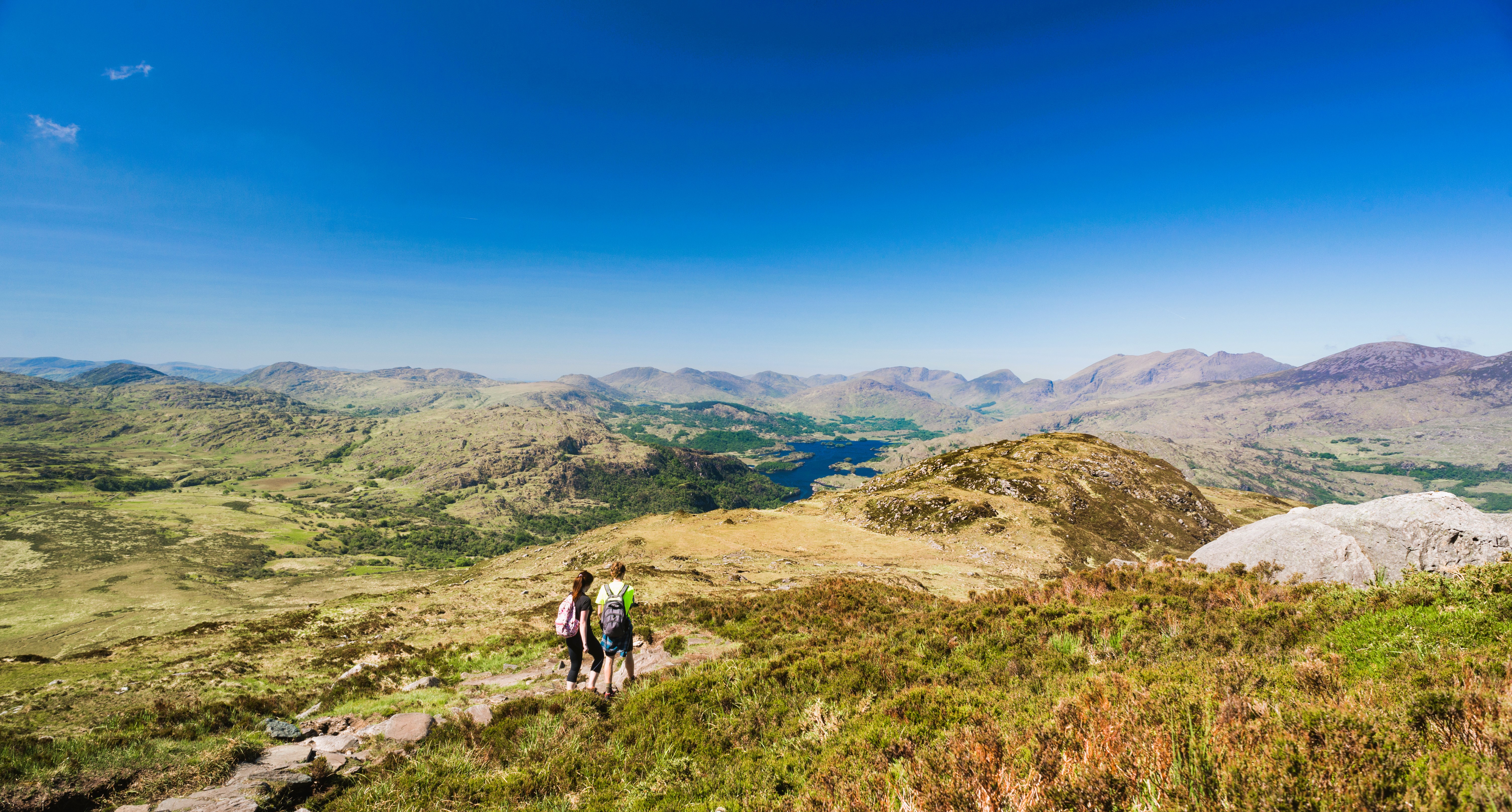 Vandrere på bjergsti i Killarney National Park Irland naturlandskab